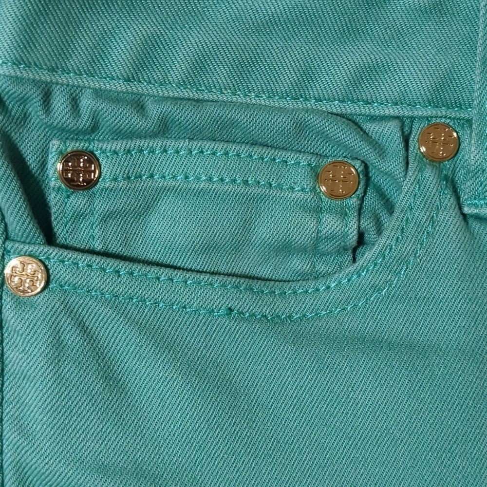 Tory Burch Alexa Cropped Skinny Viridian Green Jeans Size 25 - Picture 14 of 14